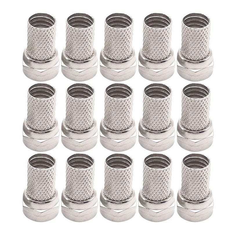 15pcs F-type RG60 satellite set-top box connector, threaded 75-5 TV cable connector, zinc alloy, 18mm long